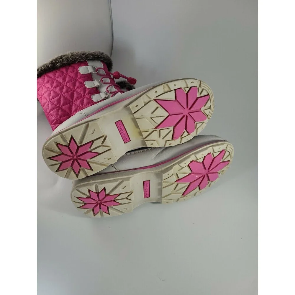 LANDS END 12"-Tall Shocking-Pink/Navajo White Winter Insulated Snowflake boot 6M - Picture 8 of 8